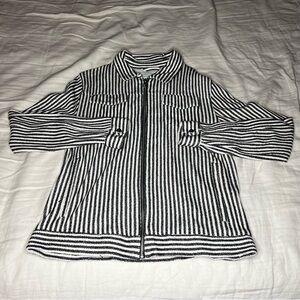 Title: Zara Navy & White Striped Jacket - Size M